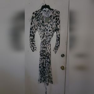 H&M animal print button up dress